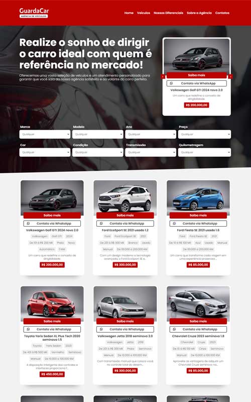 Landing page para agência de veículos