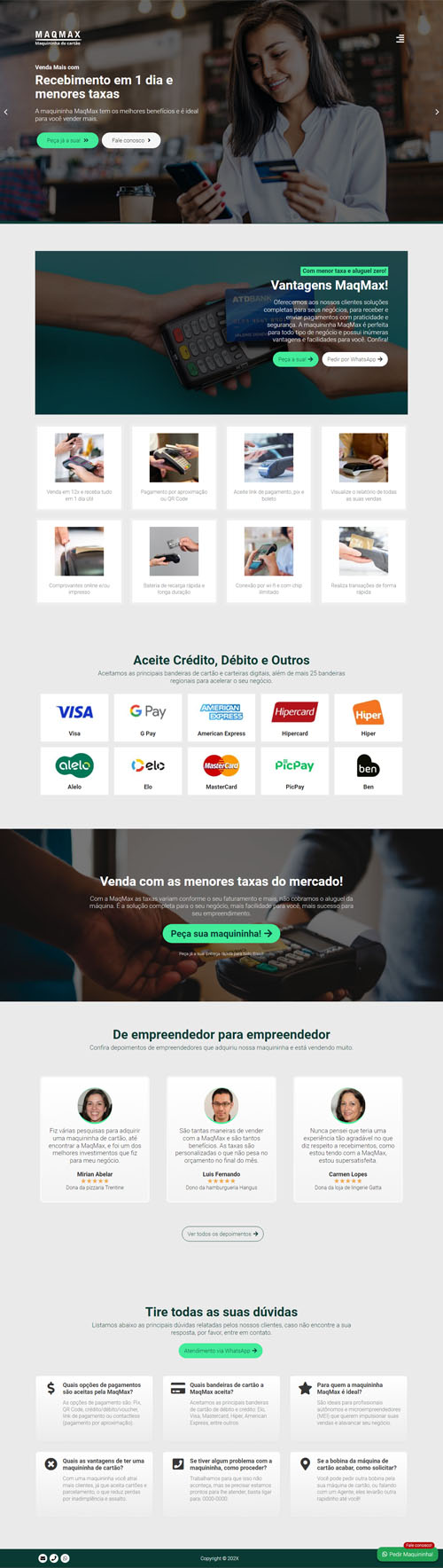 Modelo de Site para maquininhas de cartão